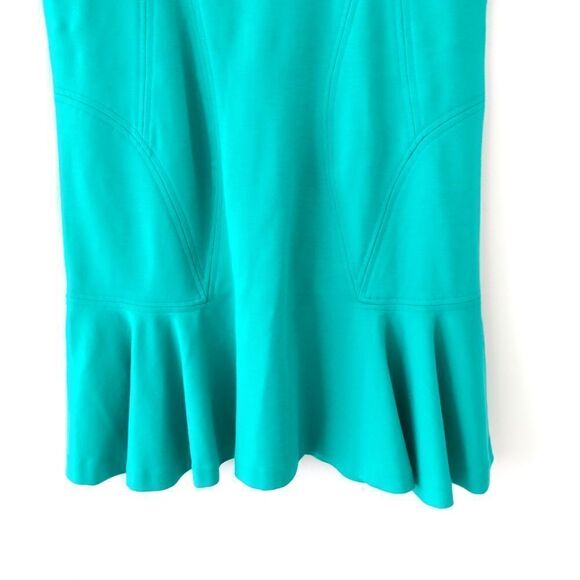 Katherine Barclay Sheath Dress With Ruffle Hem In Teal Green - Picture 3 of 9